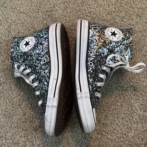 Converse Kids High-Top Sneakers - Black and Silver Glitter